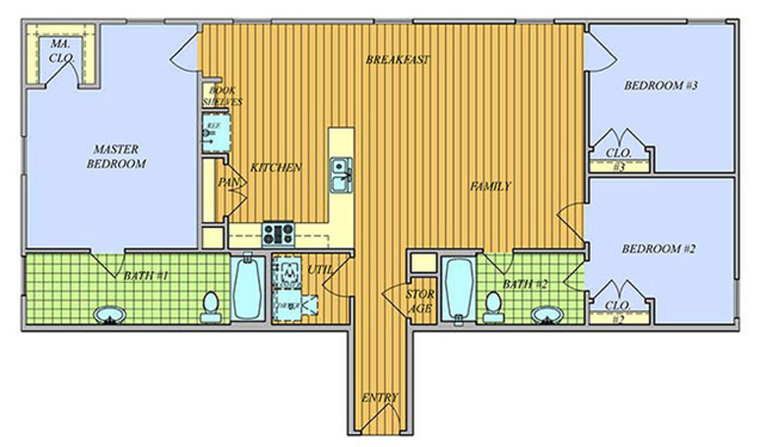 3 Bedroom 2 Bath floorplan image