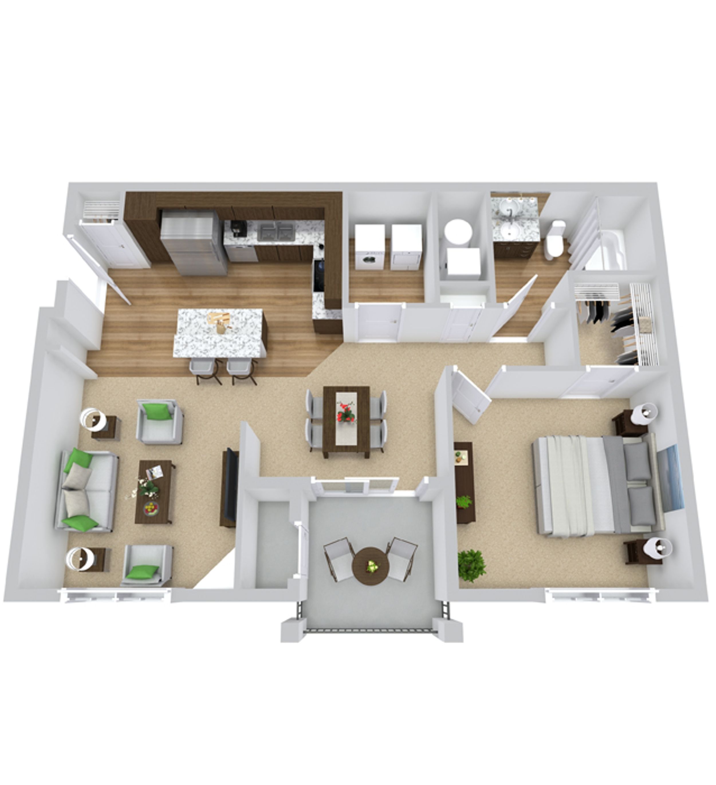 Elevation with garage Floorplan