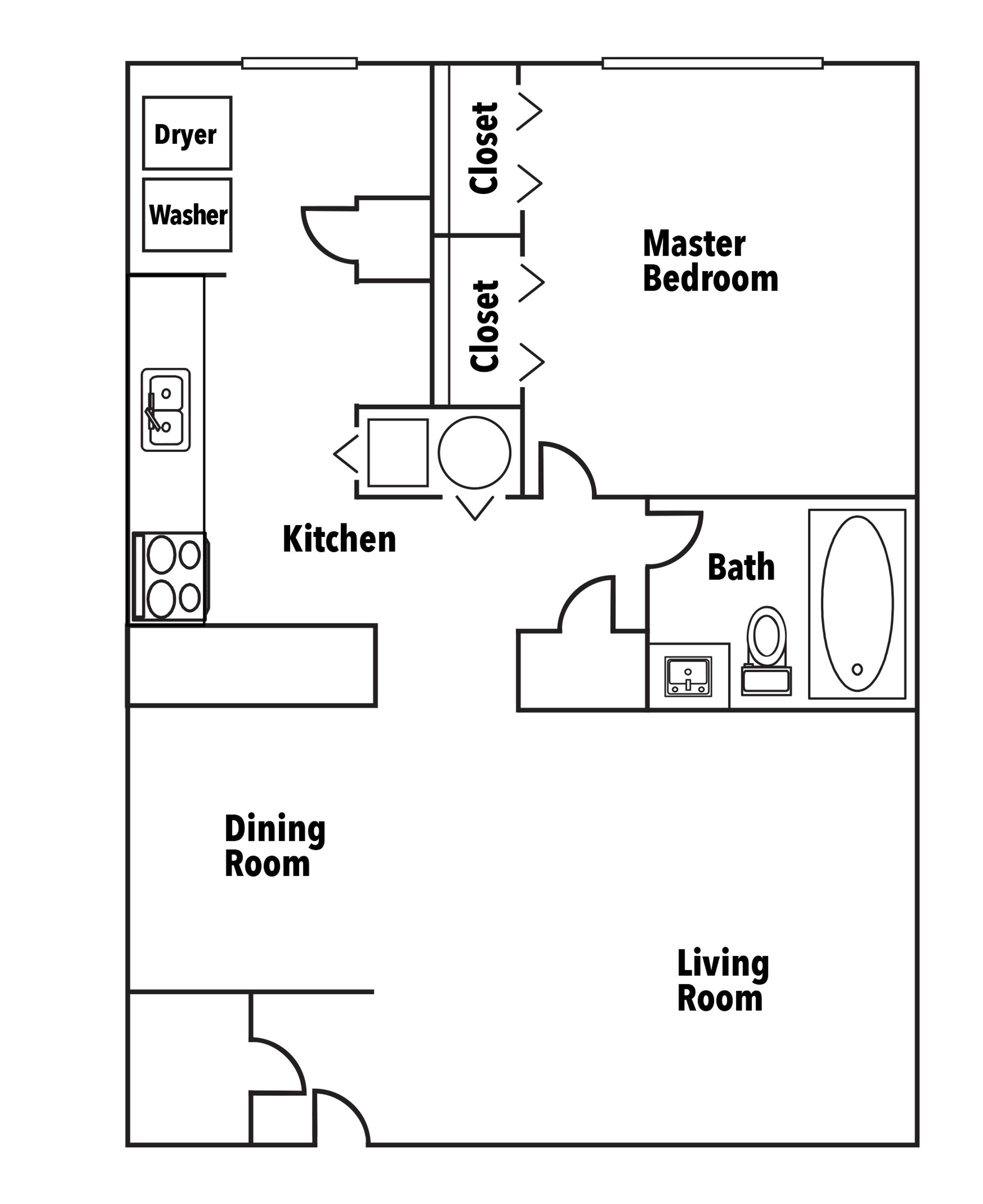 One Bedroom Garden Home floorplan image