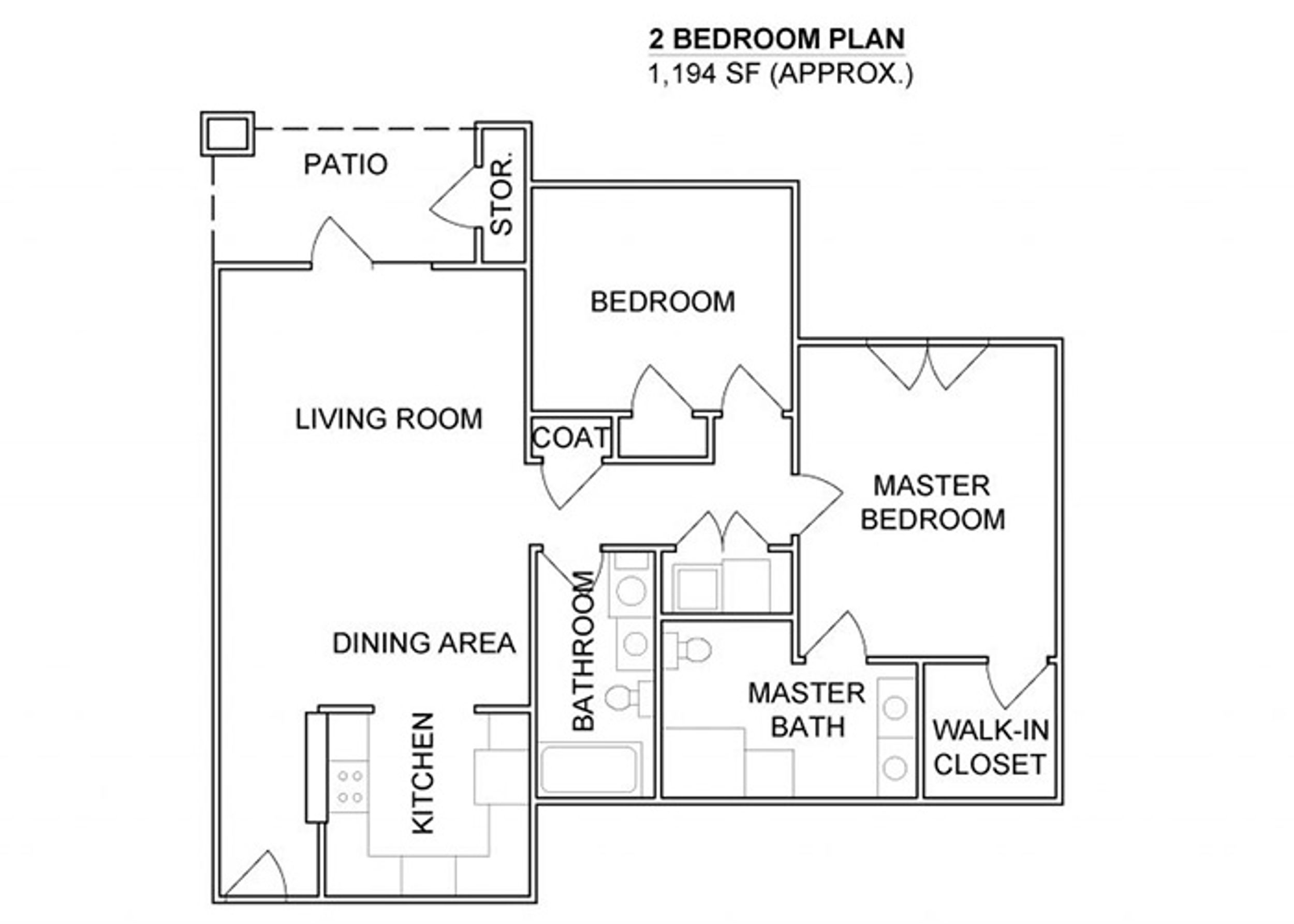 Two Bedroom ~1,194 SF